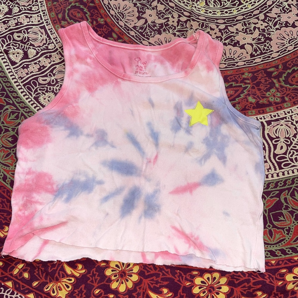 Tie die star cropped tank